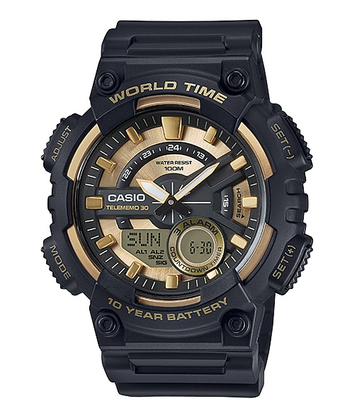 Relógio Casio Aeq-110bw-9avdf Preto Dourado - Casio