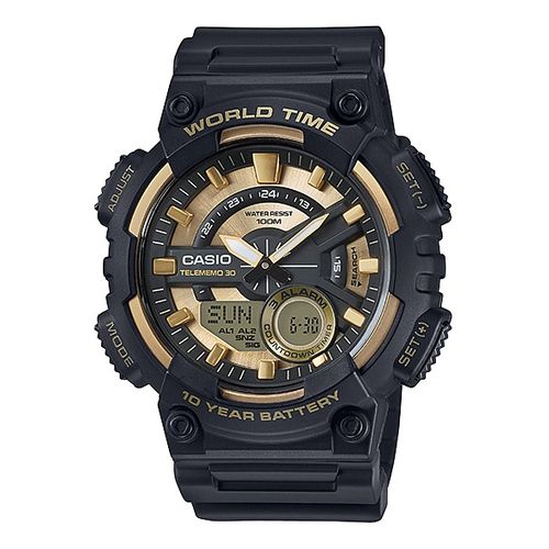 Relógio Casio Aeq-110bw-9avdf Preto Dourado