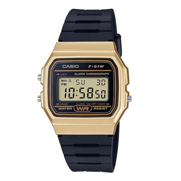 Relógio CASIO Digital F-91WM-9ADF Preto e Dourado