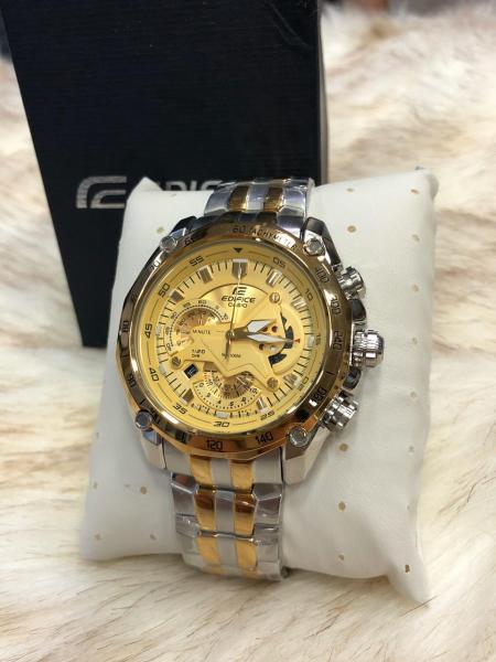 Relogio Casio Edifice 5147 Dourado Misto Fundo Amarelo Lançamento 2019