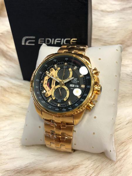 Relógio Casio Edifice Ef-558d Dourado Fundo Preto Cronografo