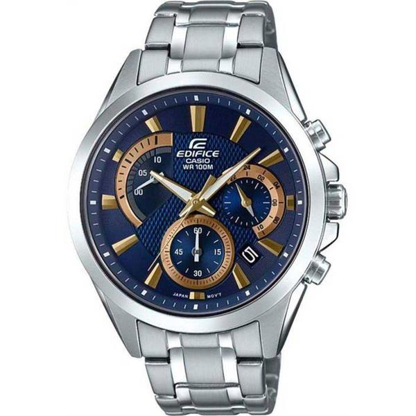 Relógio Casio Edifice EFV-580D-2AV Analógico Mostrador Azul e Dourado