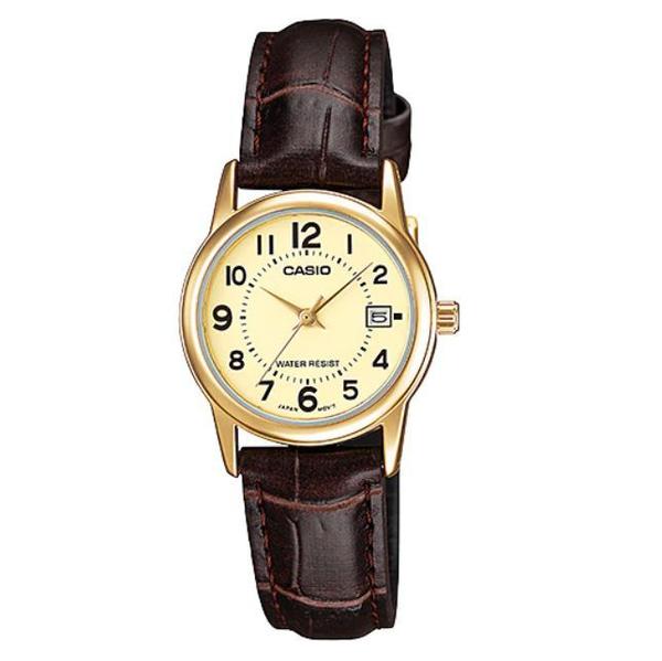 Relógio Casio Feminino Collection Analógico Dourado Couro LTP-V002GL-9BUDF