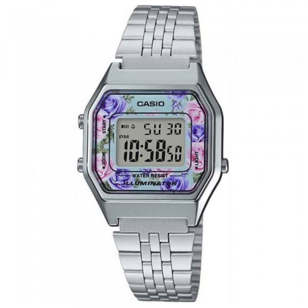 Relógio Casio Feminino Digital LA680WA-2CDF Flores Rosas