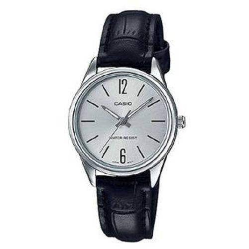 Relogio Casio Feminino Ltp-v005l 7bu Prata Couro Analogico