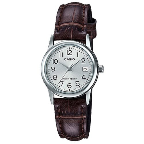 Relogio Casio Feminino Prata com Couro Marrom + NF