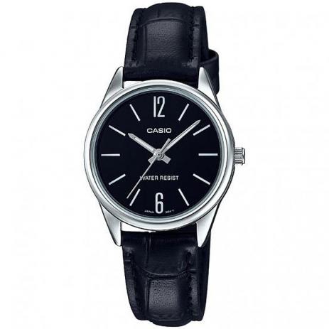 Relógio Casio Feminino Prata Pulseira de Couro Preto + NF