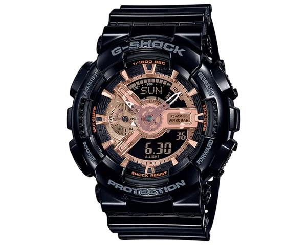 Relógio Casio G-shock Anadigi Preto Fundo Preto Com Rosê Ga-110mmc-1adr