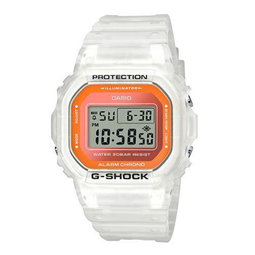 Relógio Casio G-Shock Branco e Laranja Semitransparente DW-5600LS-7DR