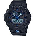 Relógio CASIO G-SHOCK masculino anadigi preto azul GA-710B-1A2DR