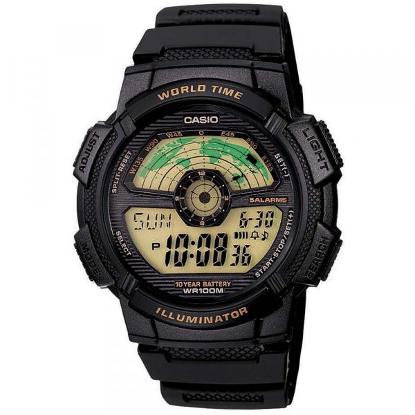 Relógio Casio Illuminator AE1100W-1BVDF Hora Mundial + Calendário e Alarme