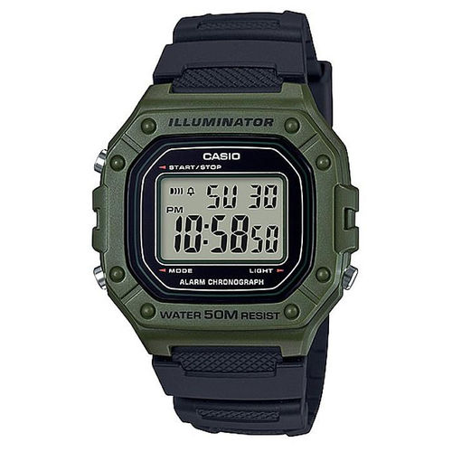 Relógio Casio Illuminator Digital Masculino Verde W-218h-3avdf