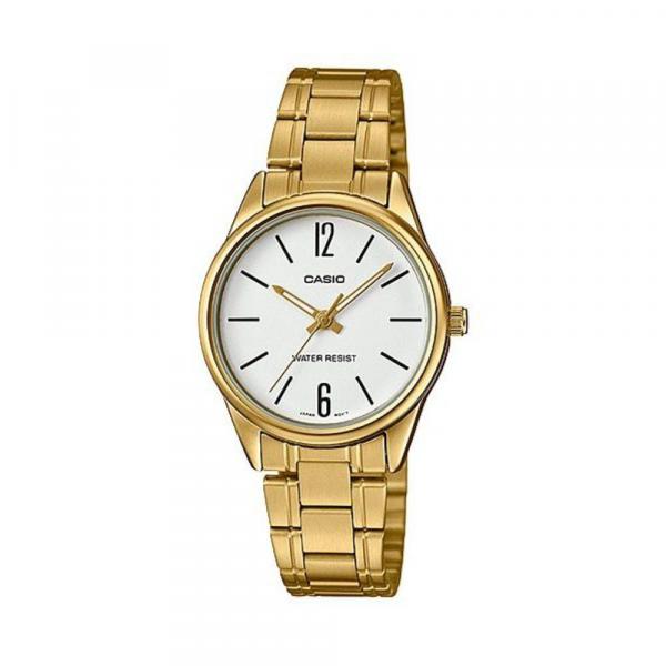 Relógio Casio Ladies LTP-V005G-7BUDF-BR Analógico Dourado Mostrador Branco