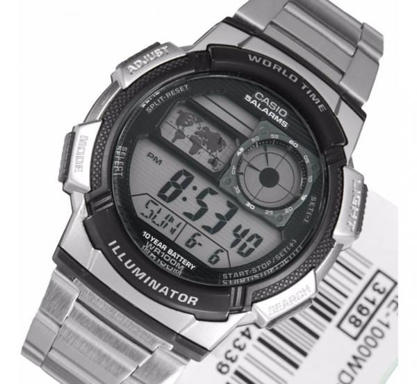 Relogio Casio Masculino Ae1000wd Aço Mapa Cronometro 5 Alarmes