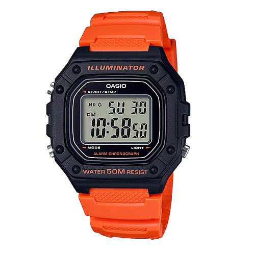 Relógio Casio Masculino Digital Laranja Standard Illuminator W-218H-4B2VDF