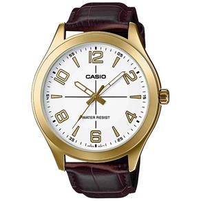 Relógio Casio Masculino Mtp-vx01gl 7bu Dourado Couro Marrom