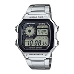 Relógio Casio Masculino Mundial 5 Alarmes AE-1200WHD-1AVDF Prata