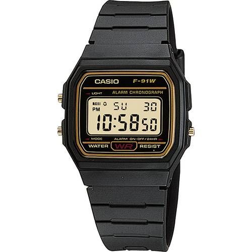 Relógio Casio Masculino Preto Digital F-91WG-9QDF