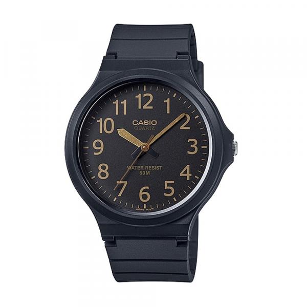 Relógio Casio Masculino Preto Fundo Detalhes Dourado + NF