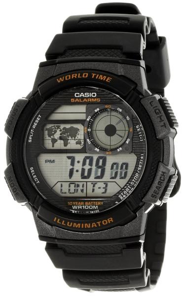 Relógio Casio Masculino Sportivo Digital Hora Muldial 48 Cidades Grafit / Preto Ae-1000W-1Av