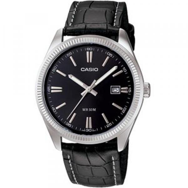 Relógio Casio - MtP-1302L-1avdf - Leather Strap - Black Dial