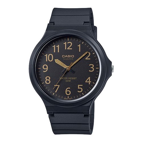 Relógio Casio Preto Borracha Masculino Vintage Analógico Mostrador Preto MW-240-1B2VDF