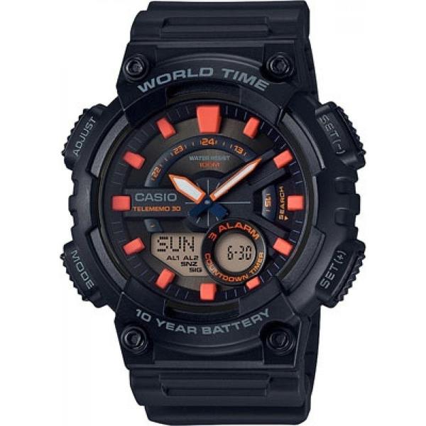 Relógio Casio Standard AEQ-110W-1A2VDF Preto/Laranja