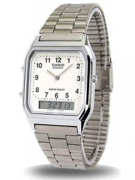 Relógio Casio Unisex Vintage Ponteiro de Numero Prata Aq-230A-7Bmq