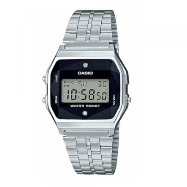 Relógio CASIO Vintage A159WAD-1DF Prata - com Diamantes Naturais