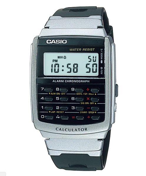 Relogio Casio Vintage Calculadora Prata e Preto CA-56-1DF