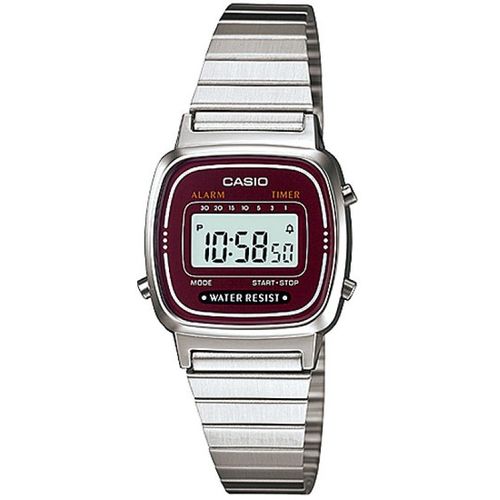 Relógio Casio Vintage Digital La670wa-4df Vinho/prata