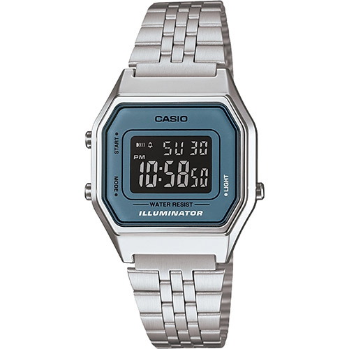 Relógio Casio Vintage Digital La680wa-2bdf Prata/verde Água