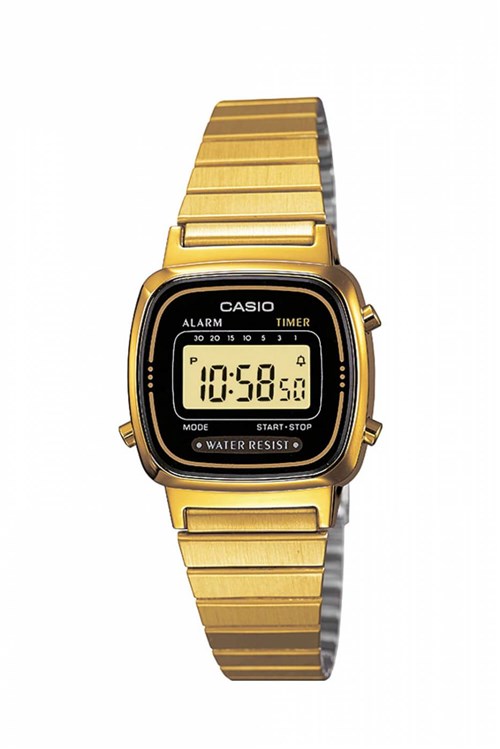 Relógio Casio Vintage Dourado Mini Visor Preto - LA670WGA-1DF