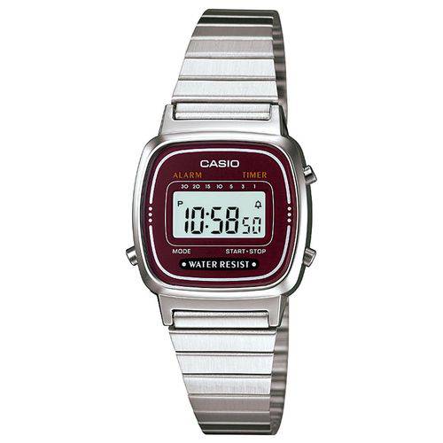 Relogio Casio Vintage Feminino Digital, Caixa de 2,46 Cm, Pulseira de Metal, Wr - LA670WA-4DF