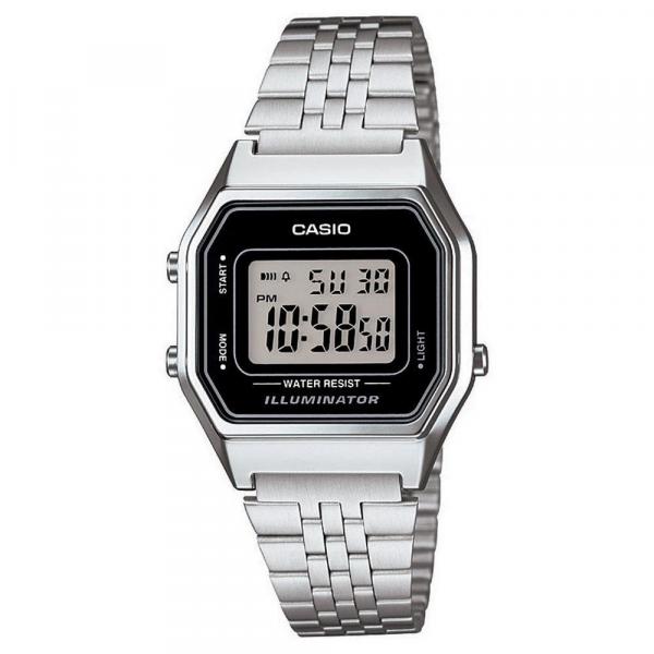 Relógio Casio Vintage LA680WA-1DF Preto/Prata