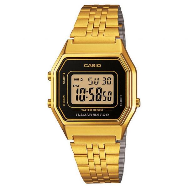 Relógio Casio Vintage LA680WGA-1DF Preto/Dourado