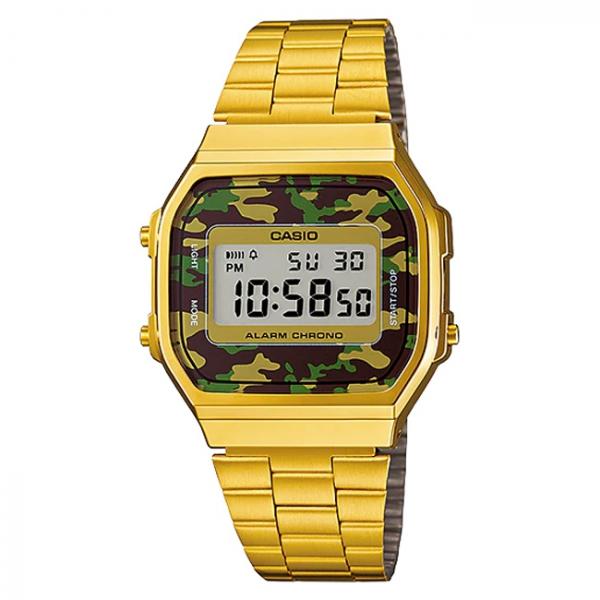 Relogio Casio Vintage Retro Unissex A168wegc-3df Dourado Camuflado