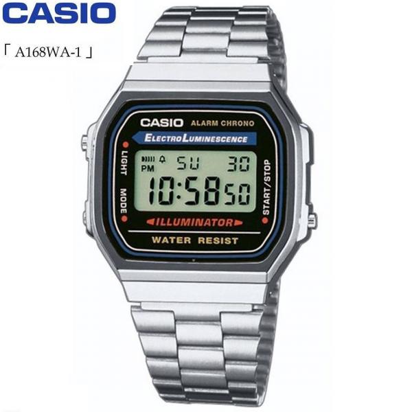 Relogio Casio Vintage Unissex A168WA1WDF Digital Prata