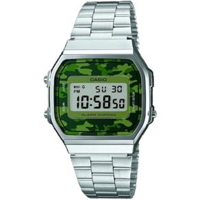 Relógio Casio Vintage Unissex A168wec Camuflado Prata