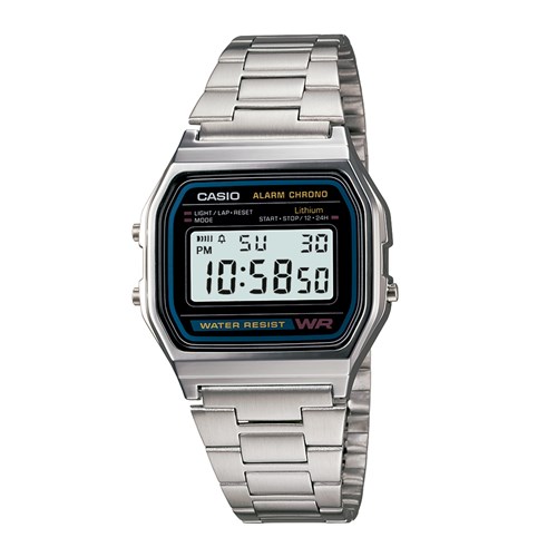 Relógio Casio Vintage Unissex Prata Digital A158wa-1Df