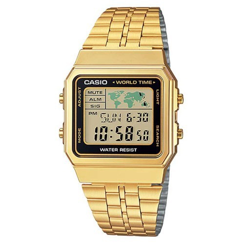 Relógio Casio Vintage World Time Dourado Unissex A500WGA-1DF