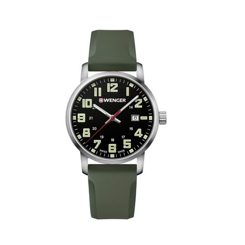 Relógio Casual Suíço Wenger Avenue Pulseira de Silicone Verde 01.1641.112