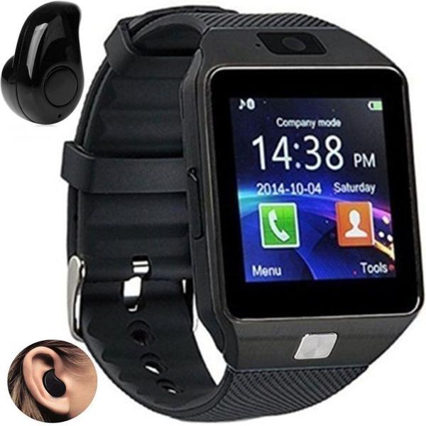 Relógio Celular Dz09 Chip Câmera Smartwatch 2018 + Mini Fone Bluetooth Preto - D Smart