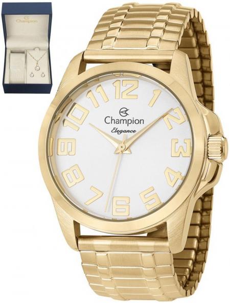 Relógio Champion Analógico Feminino Dourado CN26340W + Kit Semijoias