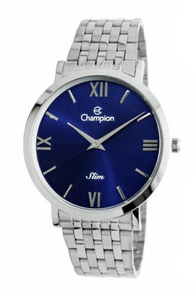 Relógio Champion CA21795F slim unissex prateado mostrador azul