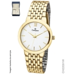 Relógio Champion CH22091W feminino dourado mostrador branco