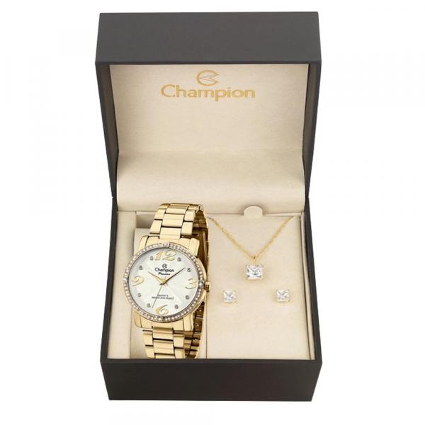 Relógio Champion Ch24768w + Conjunto de Brincos e Colar