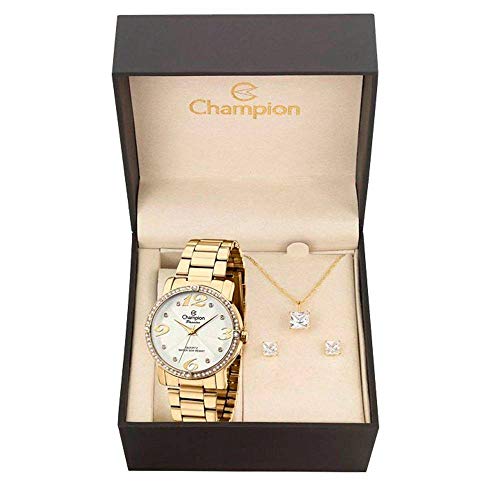 Relógio Champion Ch24768w + Conjunto de Brincos e Colar