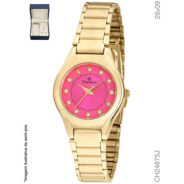 Relógio Champion CH24875J Feminino Dourado Mostrador Rosa