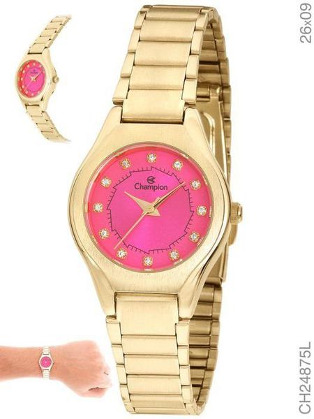 Relógio Champion CH24875L Dourado Fundo Rosa